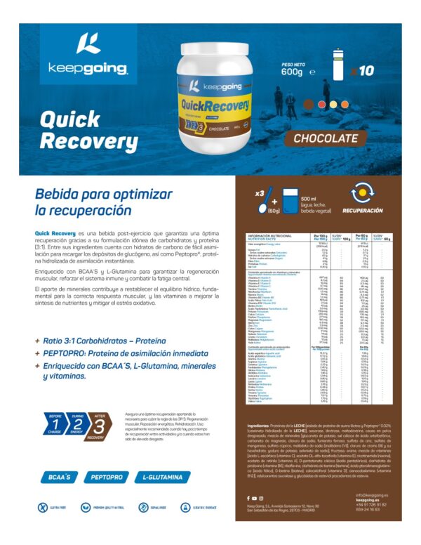 Recovery Keepgoing Quick Recovery Recuperador Chocolate 600 G - La Casa Del Trail Running (5)