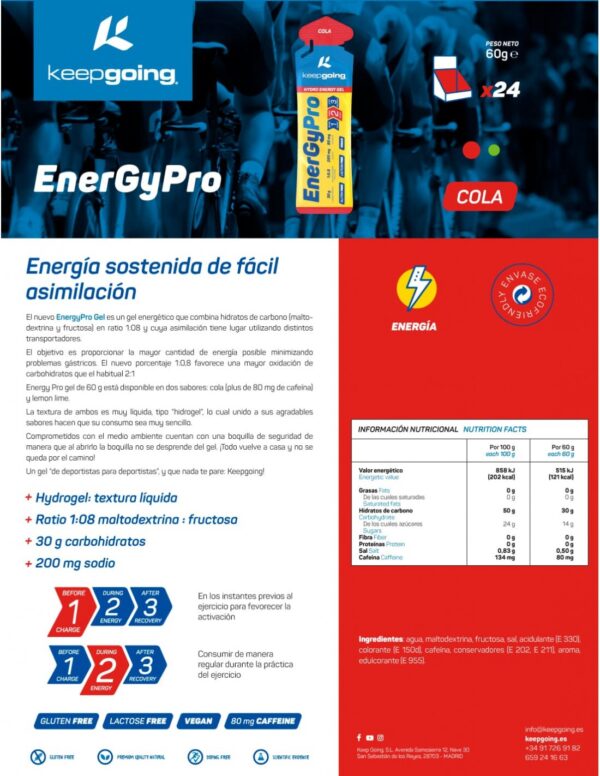 Gel Keepgoing Energy Pro Gel Hidrogel Cola 60 G - La Casa Del Trail Running (1)