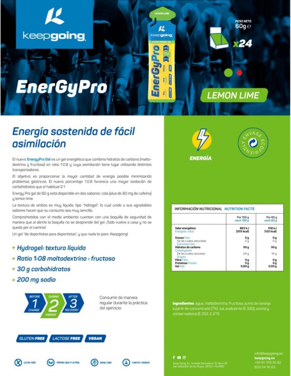 Gel Keepgoing Energy Pro Gel Hidrogel Lima Limón 60 G - La Casa Del Trail Running (2)