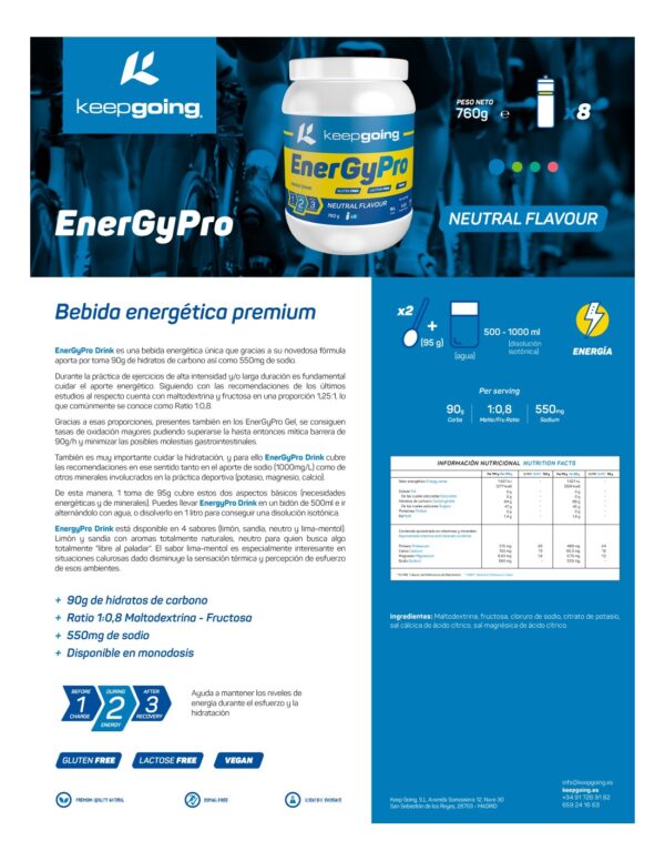 EnergyPro KeepGoing Bebida Energética Bote 760 G Neutro - La Casa Del Trail Running (1)