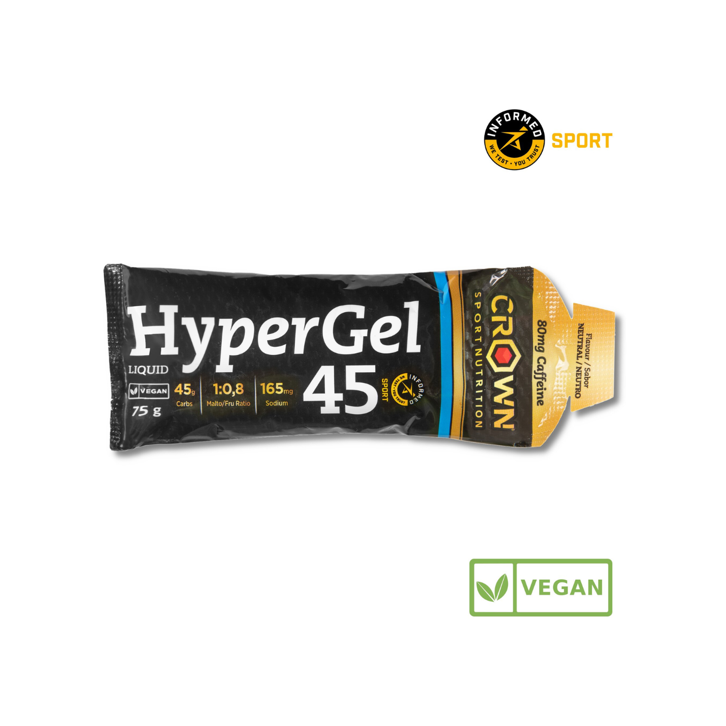 HyperGel 45 Crown Sport Nutrition Gel Energético Con Cafeína Neutro 75 gr- La Casa Del Trail Running